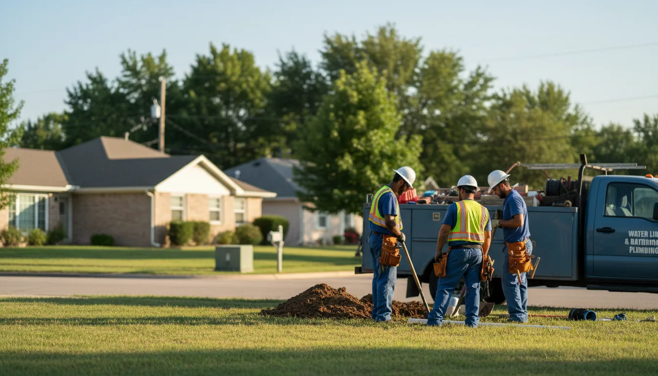 Residential water line and bathroom plumbing service in Huggins, MO
